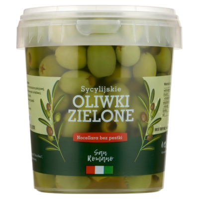 Oliwki Sycylijskie Nocellara bez pestki 920g / 400g San Romano