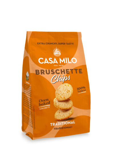 Bruschette chips tradycyjne 70g Casa Milo – chrupiąca włoska przekąska wypiekana w piecu
